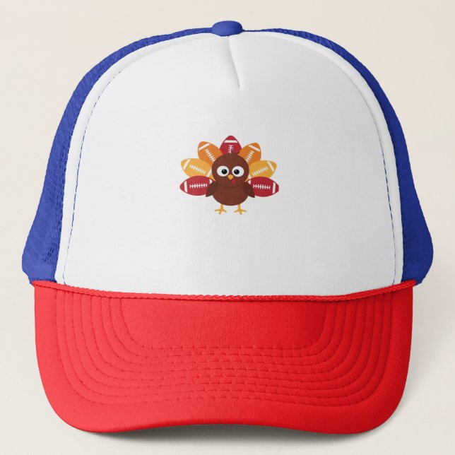 Football Turkey Funny Thanksgiving Oversized T-Shi Truckerkappe (Vorderseite)