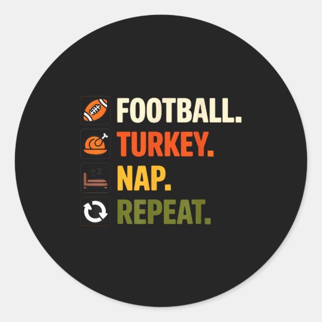 Football Turkey Thanksgiving For Kids Boys Men  Runder Aufkleber (Vorderseite)