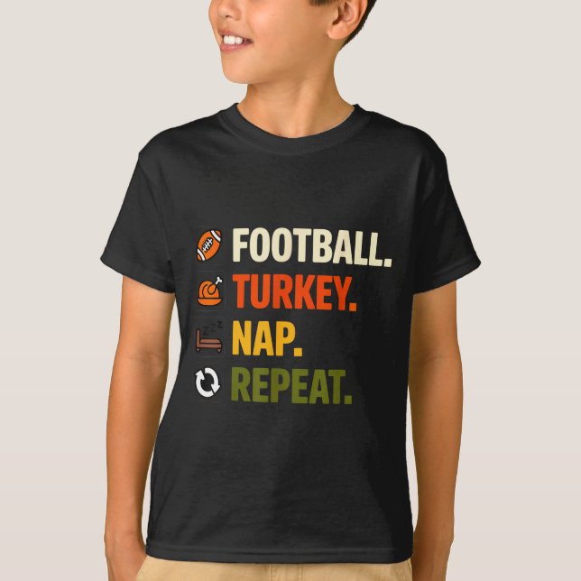 Football Turkey Thanksgiving For Kids Boys Men  T-Shirt (Vorderseite)