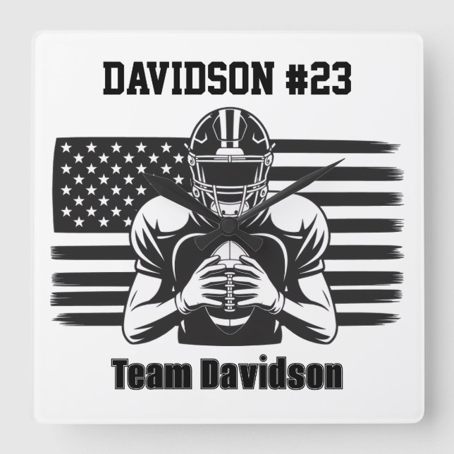 Football Wall Clock Quadratische Wanduhr (Vorderseite)