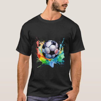 Football Watercolor Fußballball Ball Künstlerisch T-Shirt