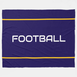 FOOTBALL Weißer Text Gelb Orange Navy Streifen Fleecedecke