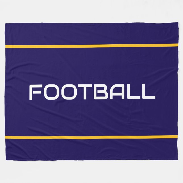 FOOTBALL Weißer Text Gelb Orange Navy Streifen  Fleecedecke (Vorderseite (Horizontal))