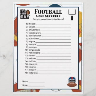 Football Word Scramble Football Party Game for Kid Briefbogen