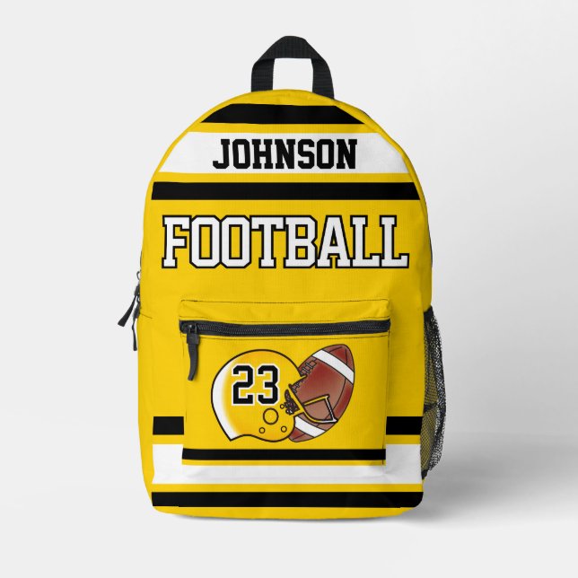 Football Yellow - bearbeitbar Bedruckter Rucksack (Vorderseite)