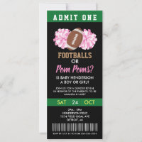 Footballs oder Pom Poms Gender Reveal Ticket