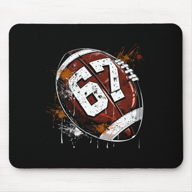 Footbyll 67 Six Seven Alpha Slang 6 7 Meme Kinder  Mousepad (Vorne)