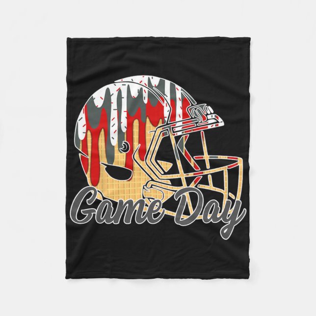 Footll Drip Game Day Sports Footll Mom Go Cheer Gr Fleecedecke (Vorderseite)