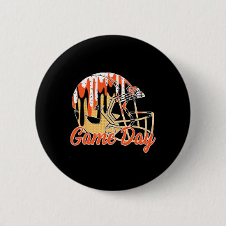 Footll Drip Game Day Sports Footll Mom Go Cheer Or Button