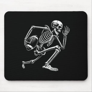 Footll Skeleton Playing Football Halloween Skull L Mousepad