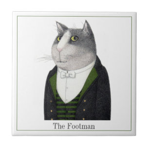 FOOTMAN CAT 4.25" Square Keramik Tile + Text Fliese