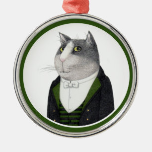 FOOTMAN CAT Premium Round Ornament Aus Metall