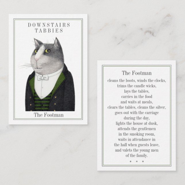 FOOTMAN CAT Trading Card Mitteilungskarte (Vorne/Hinten)