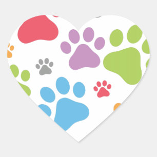 Footprint Dog Herz-Aufkleber