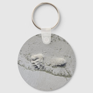 Footprint in der Sand Key Chain Schlüsselanhänger