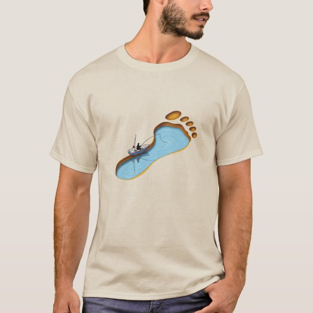 Footprint Lake - Surreal Fishing Art T-Shirt (Vorderseite)