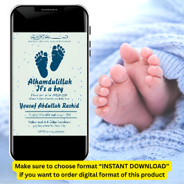 Footprint Neugeborener Baby Boy Muslim Aqiqah Einladung