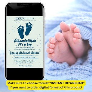 Footprint Neugeborener Baby Boy Muslim Aqiqah Einladung