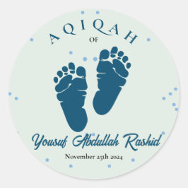 Footprint Newborn Baby Boy Muslim Aqiqah Aqeeqa Runder Aufkleber
