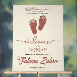 Footprint Newborn Baby Girl Muslim Aqiqah Aqeeqa Acrylschild