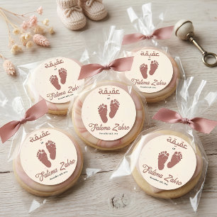 Footprint Newborn Baby Girl Muslim Aqiqah Aqeeqa Runder Aufkleber