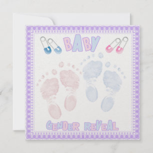 Footprints Baby Gender Reveal Party Einladung