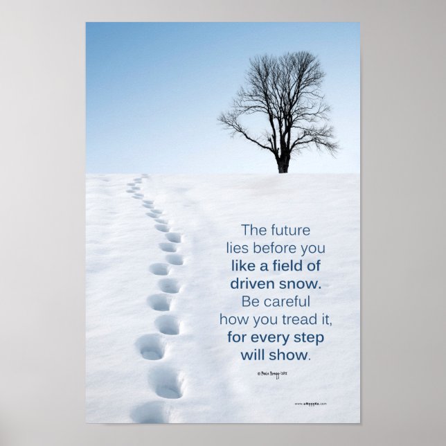 Footprints in der Kunst des Snow-Posters Poster (Vorne)
