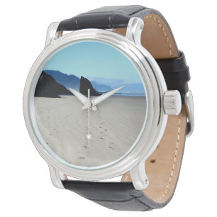 Footprints in der Sand Watch Armbanduhr