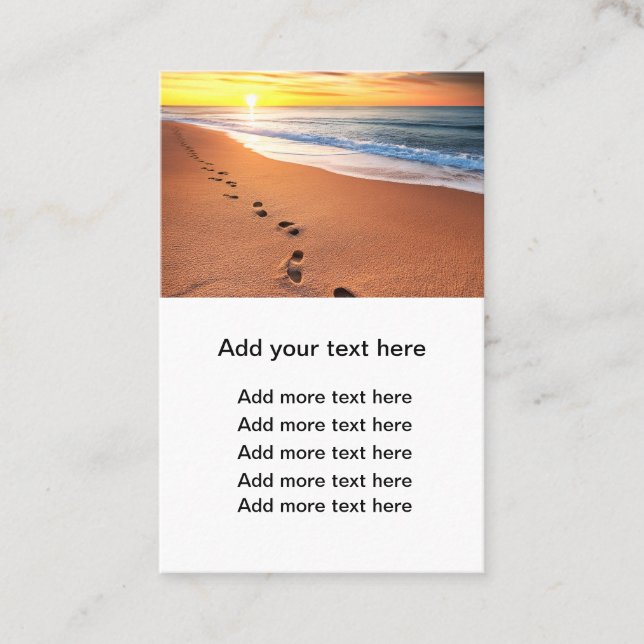 Footprints in Sand Theme Business Cards Visitenkarte (Vorderseite)