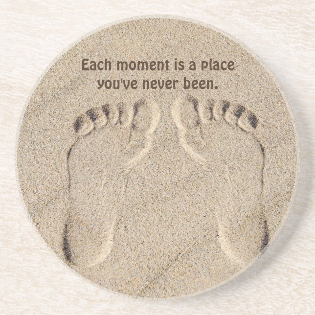 Footprints In Sand With Quote Coaster Getränkeuntersetzer (Vorne)