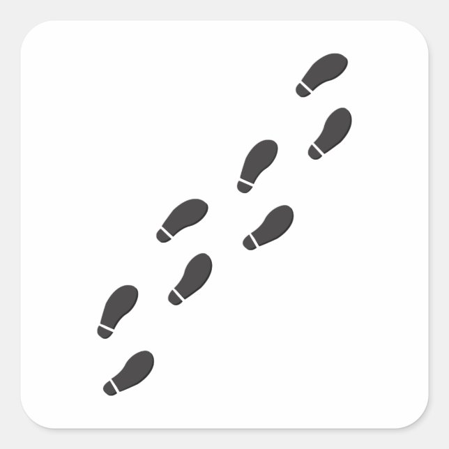 Footprints Quadratischer Aufkleber (Vorderseite)