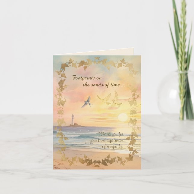 Footprints Sympathy Thank You Folded Note Card (Vorderseite)