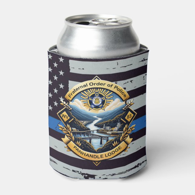 FOP Lodge 83 Thin Blue Line Can Coozie Dosenkühler (Kanne Vorderseite)