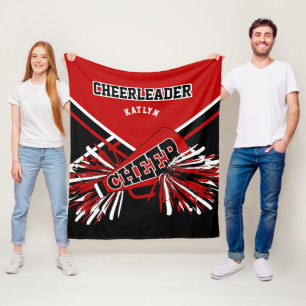 For a 📣 Cheerleader - Red, Black & White - Cust Fleecedecke