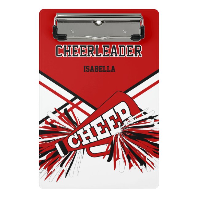 For a Cheerleader - Red, Black & White Mini Klemmbrett (Vorderseite)