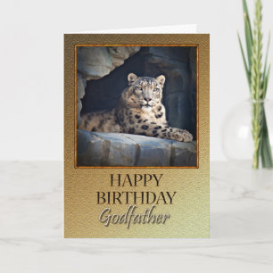 For a Godfather a Birthday with a snow leopard Karte