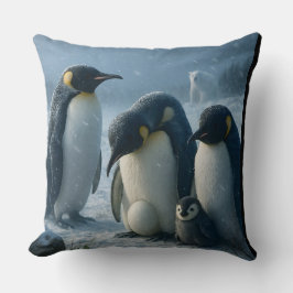 For a penguin family and chick Arctic Winter throw Kissen