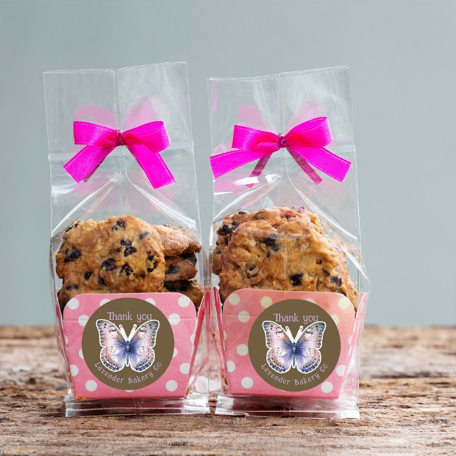 For Business Butterfly Custom Shop Name Thank You  Runder Aufkleber (Von Creator hochgeladen)