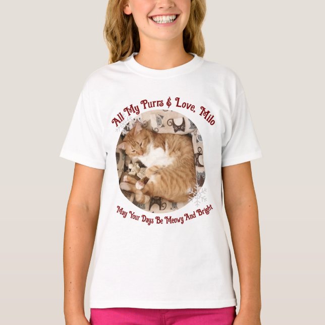 For Christmas, Meowy And Bright , Cat Photo ,  T-Shirt (Vorderseite)
