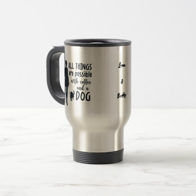 For coffee and dog lovers: customizable reisebecher (Vorderseite Links)