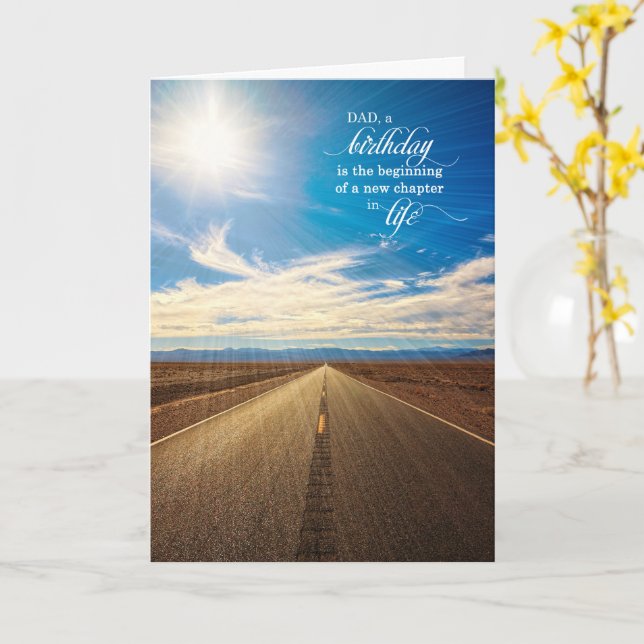 for Dad Birthday Endless Road with Blue Sky Karte (Gelbe Blume)