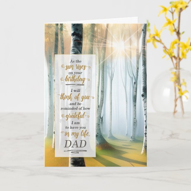 for Dad on his Birthday Outdoors with Birch Tree  Karte (Gelbe Blume)