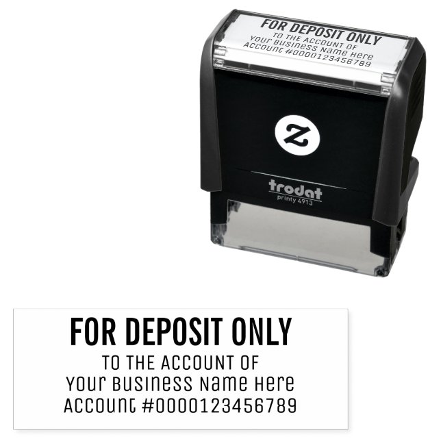 For Deposit Only Basic Business Office Bank Custom Permastempel (Beispiel)