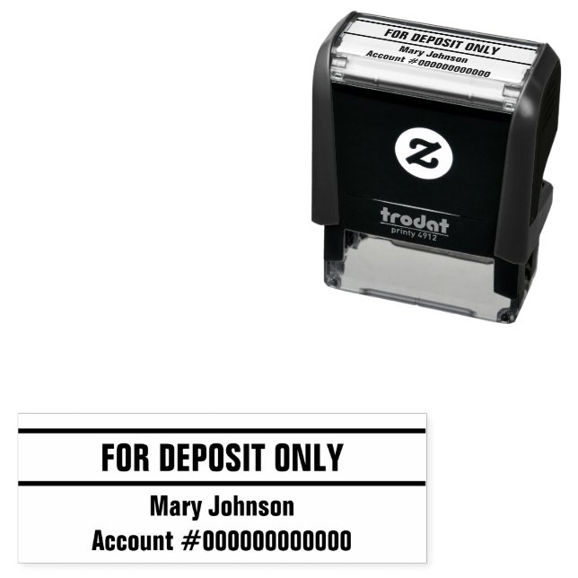 For Deposit Only Customer Name Bank Account Number Permastempel (Beispiel)