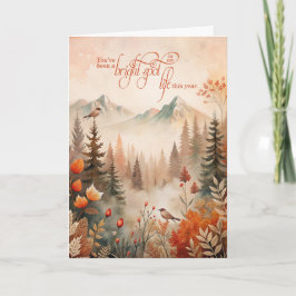 for Friend Sentimental Autumn Mountain Pines Feiertagskarte