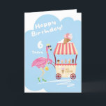 For Girl 6th Cute Flamingo Birthday Card Karte<br><div class="desc">Cute flamingo and ice cream girls 6th birthday card. Perfect for a cousin,  daughter,  female,  friend,  granddaughter,  niece,  sister. Exclusive to the Green Elephant Cards brand.</div>