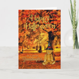 for Granddaughter Teddy Bear Witch Halloween Karte
