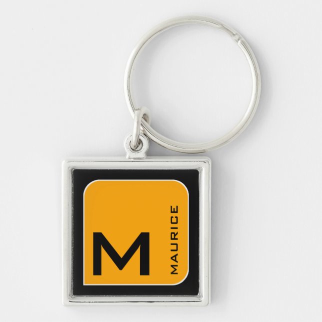 for him a modern yellow square logo monogram schlüsselanhänger (Vorne)