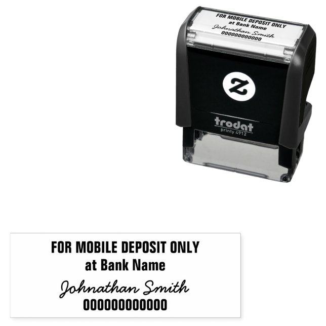 For Mobile Deposit Only Bank Account Cursive Name Permastempel (Beispiel)