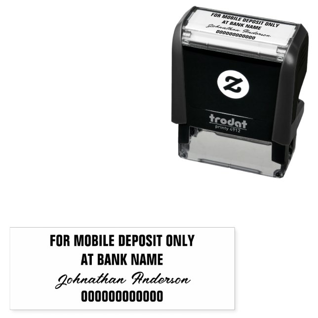 For Mobile Deposit Only Bank Name "Signature" Permastempel (Beispiel)